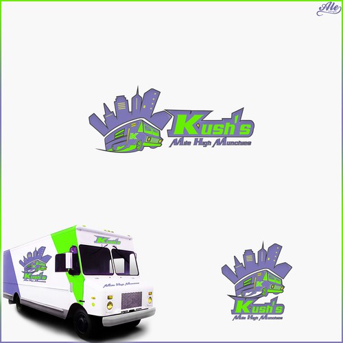 Town logo with the title 'Kush's Mile High Munchies'