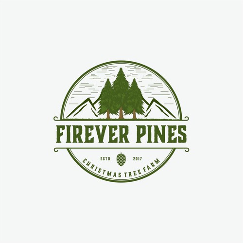 Evergreen logo with the title 'Vintage Logo for Firever Pines'