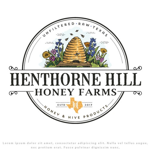Vintage brand with the title 'Logo for Henthorne Hill Honey Farm'