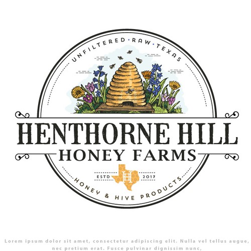 Vintage brand with the title 'Logo for Henthorne Hill Honey Farm'