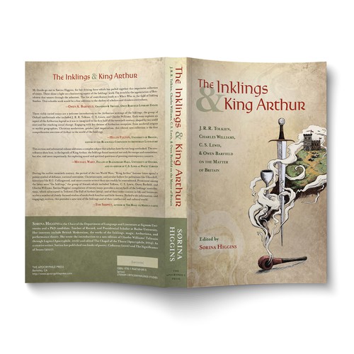 Medieval book cover with the title 'Alternate design for "The Inklings & King Arthur"'