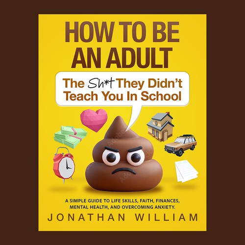 3D book cover with the title 'funny illustrated book cover design with emoji and 3d'