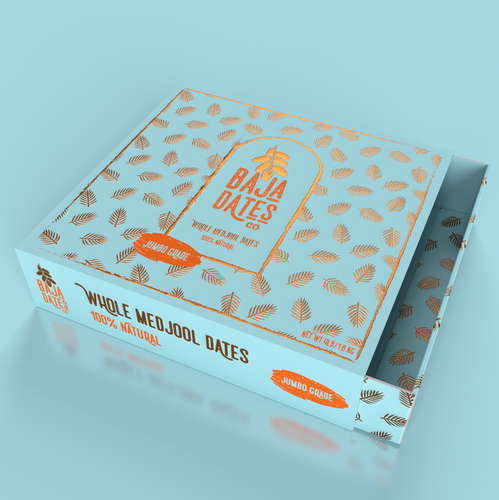 Oriental design with the title 'Medjool Dates Lovers Box Design'