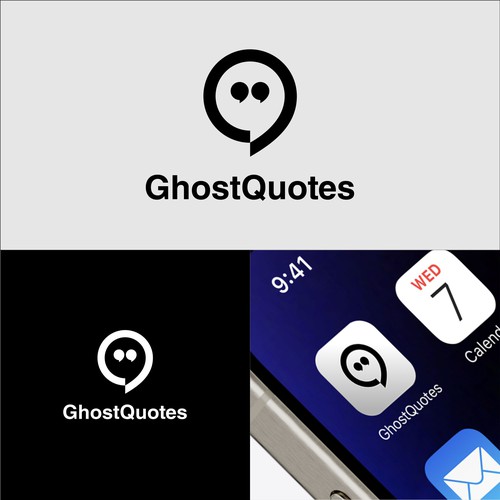 Ghost logo with the title 'Simple Ghost Quotes Logo'