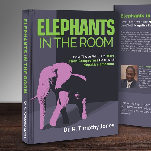 Unique book cover with the title '"Elephants in the Room" Book Cover'