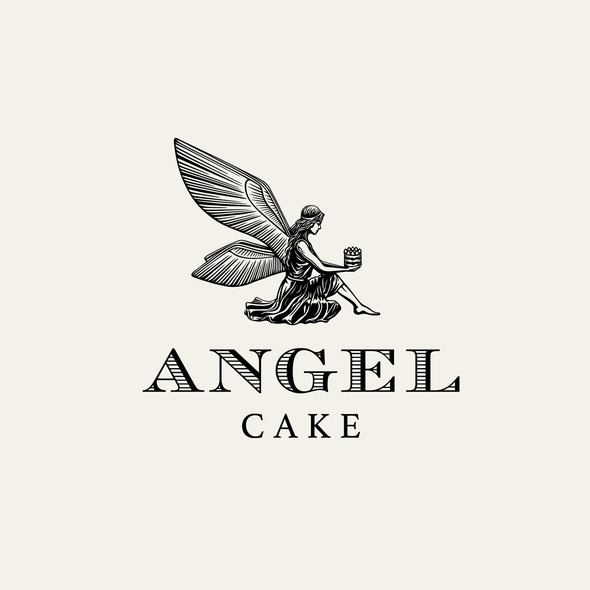 Patisserie logo with the title 'Angel Cake - logo design'