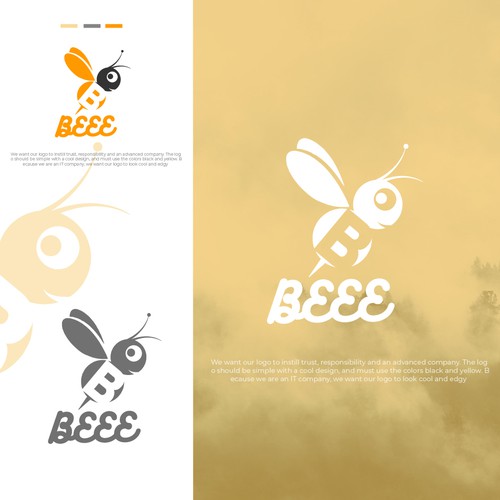 Log logo with the title 'concept:bee+B with some cool icon'