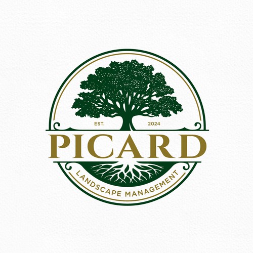 Tree root logo with the title 'Live Oak Tree Badge Logo'