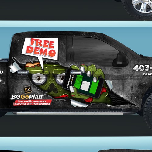 Paw design with the title 'Zombie 3D truck design'