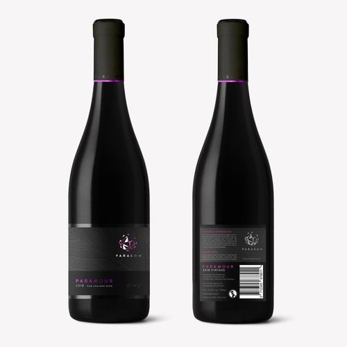 Spirits label with the title 'Paragon wine label.'