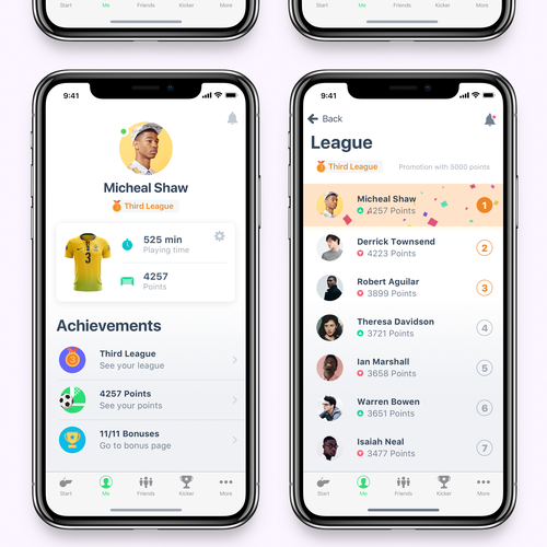 Football design with the title 'LearnMatch App - Redesign - iOS&Android'