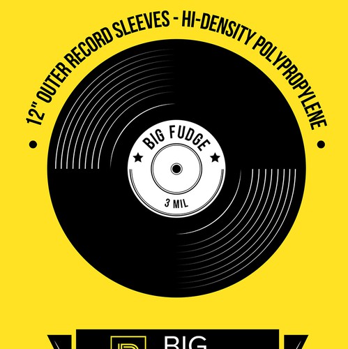 Record design with the title 'Sticker design for "Big Fudge"'