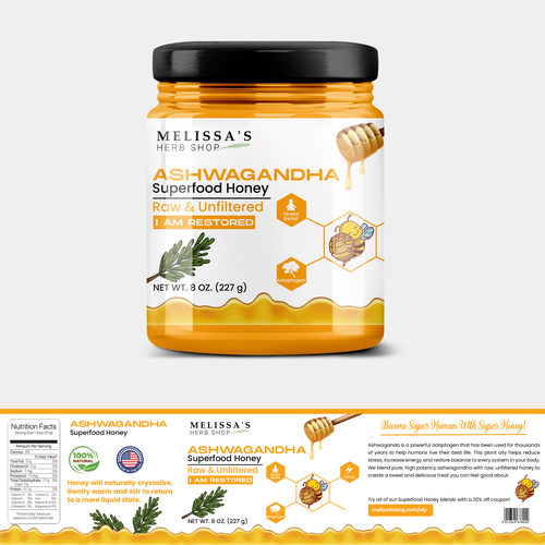 Honeybee design with the title 'Honey Jar Label Design'