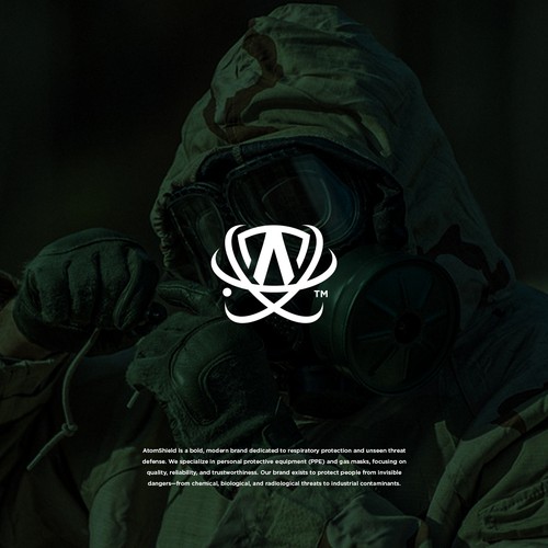 Atom design with the title 'Atom Shield Logo'
