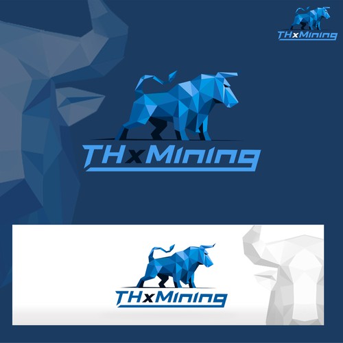 Polygon logo with the title 'Polygonal Bull Animal logo'