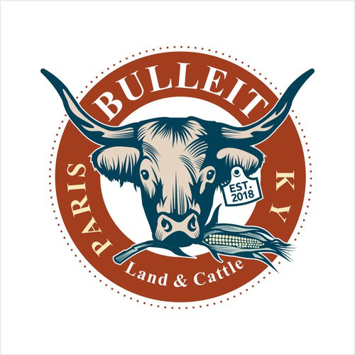 Land design with the title 'Vintage cattle farm logo'