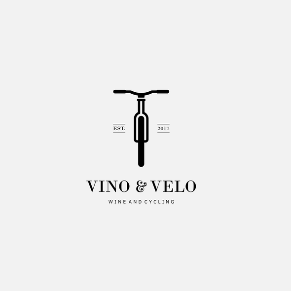 Wine bottle logo with the title 'VINO & VELO'