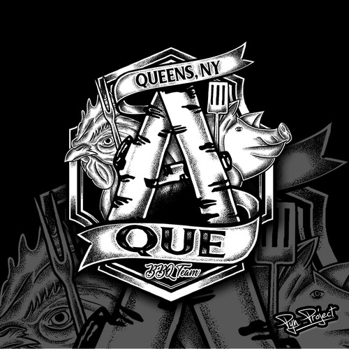 Pig t-shirt with the title 'Barbeque Team Tshirt'