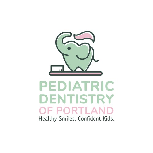 Elephant design with the title 'pediatric dentristry mascot logo'