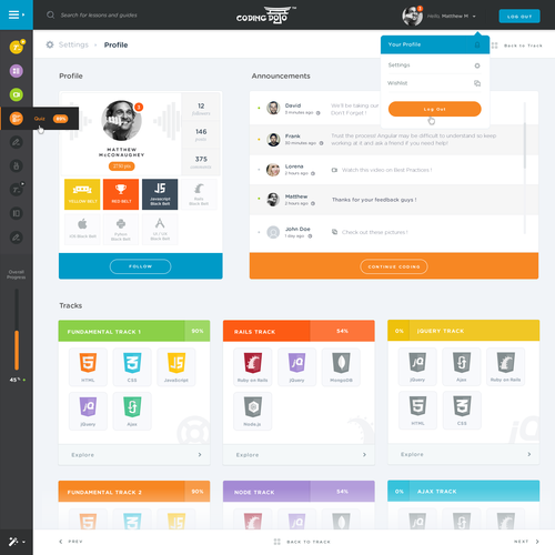 Dashboard design with the title 'Saas Learning Platform'