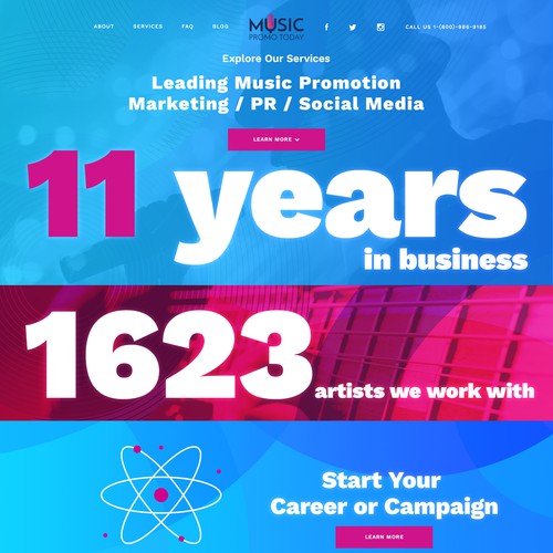 Music website with the title 'Musical artist promotion company.'