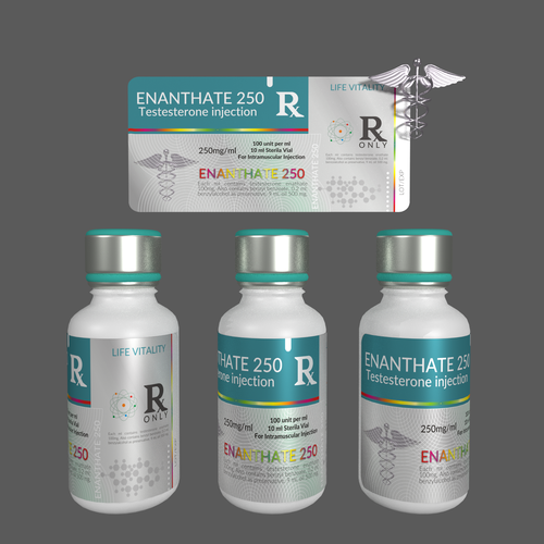 Pharmacy label with the title 'Enanthateinjection'