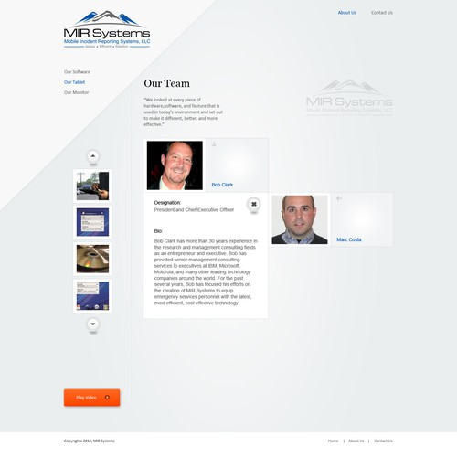 Computer website with the title 'Website design for MIR Systems'