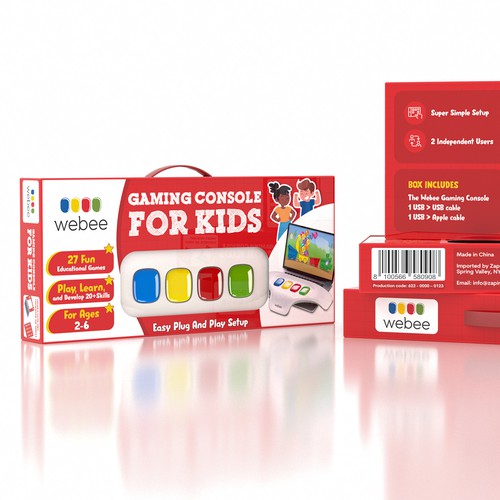 Amazon packaging with the title 'Kids Gaming Console Packaging Design'