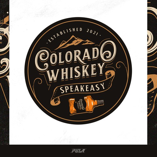 Bourbon logo with the title 'Logo design for Colorado Whiskey Speakeasy'