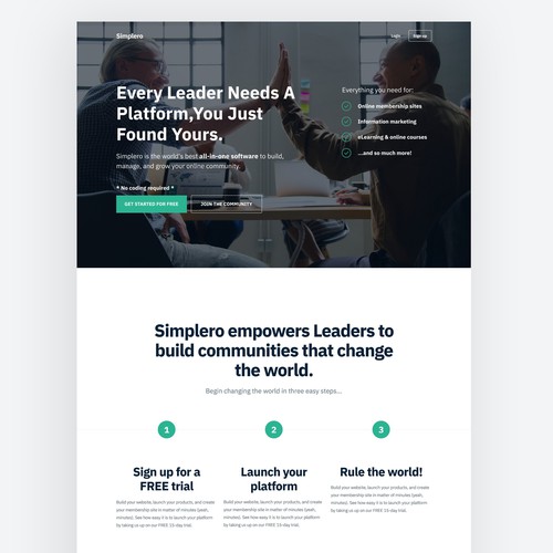 Minimalist website with the title 'Simple Page for A software'