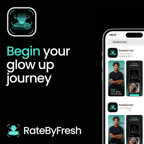 IPhone logo with the title 'iOS icon and logo for RateByFresh'