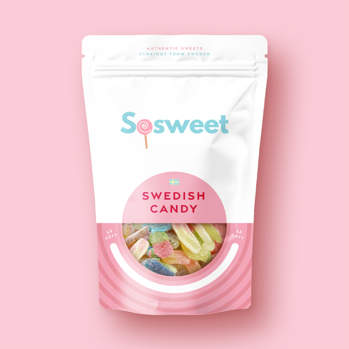 Candy packaging with the title 'Packaging design for Brooklyn based swedish candy shop'