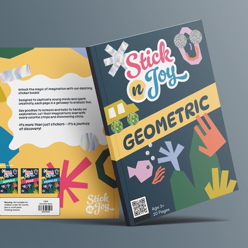 Geometric book cover with the title 'Book cover design for a children's brand'