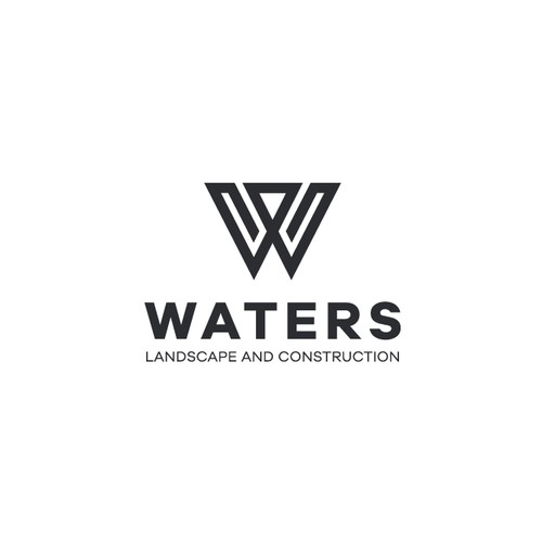 Text logo with the title 'Waters Landscape and Construction Logo'