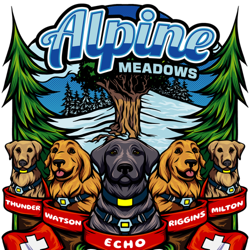 Dog t-shirt with the title 'Alpine Meadows'