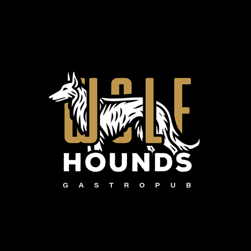 Hound logo with the title 'Funky dog cafe logo proposal. Available as a concept.'