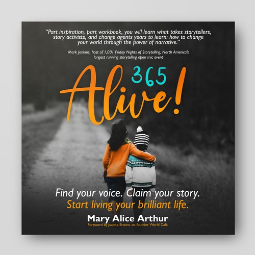 Black and white book cover with the title '365 Alive'