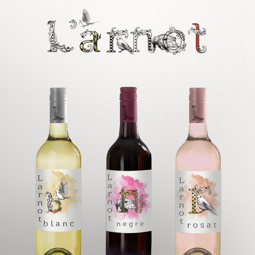 Bird label with the title 'Eclectic wine labels'