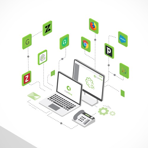 Telephone design with the title 'Illustration für Header Telefonie-API Landingpage'