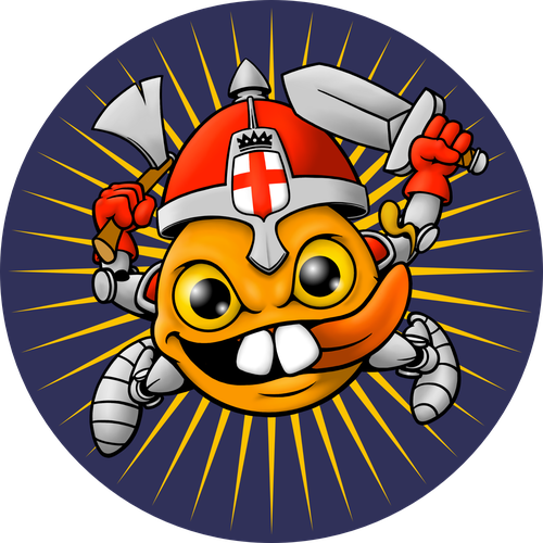 Cartoon artwork with the title 'Warrior orange fruit'