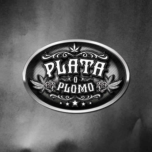 Metallic logo with the title 'Plata o Plomo'