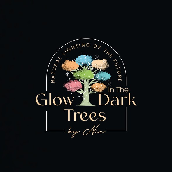 Whimsical logo with the title 'Glow in the Dark Trees'