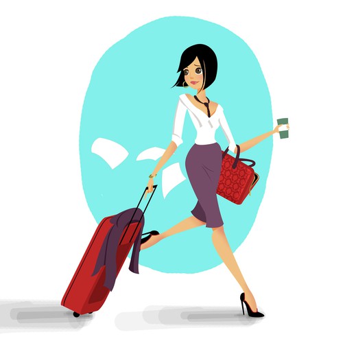 Business illustration with the title 'Character design - Busy Woman'