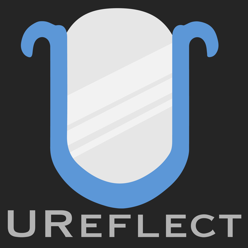 Mirror design with the title 'UReflect Mirror Company Logo'