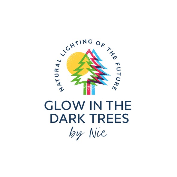 Cheerful design with the title 'Glow in the Dark Trees'