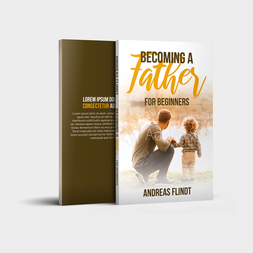 Yellow book cover with the title 'Book Cover Design Concept for "Becoming a Father" Book'