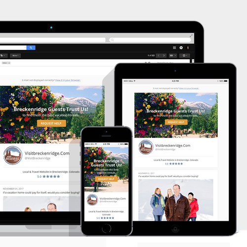 Newsletter design with the title 'Visit Breckenridge'