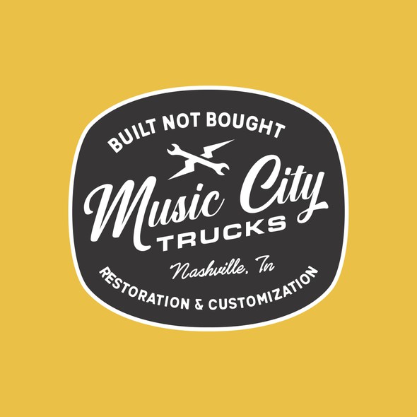 Badge design with the title 'Music City - Hat Badge Design'