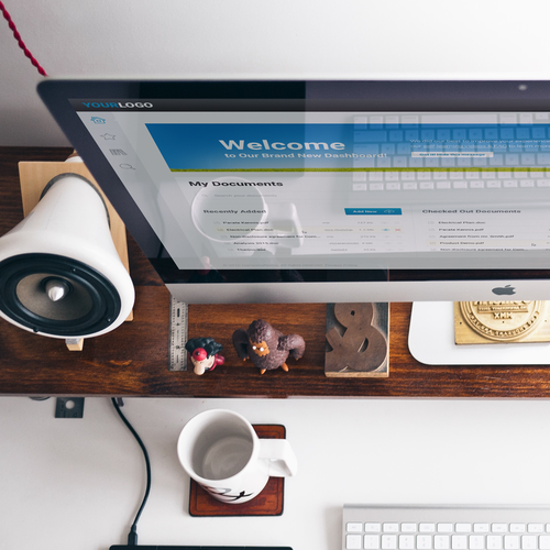 UI design with the title 'Document Management System Dashboard'