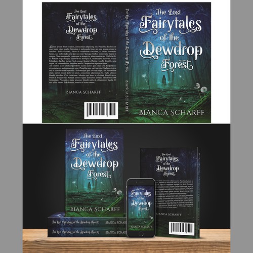 Fantasy book cover with the title 'contest : Strikingly beautiful yet creepy Dark enchanted forest Book cover'